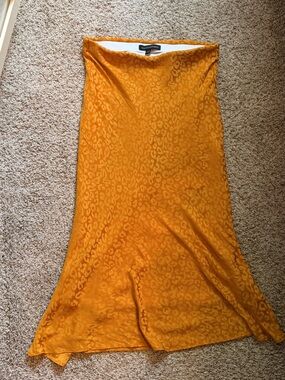 Banana Republic Gold/Orange Leopard-Print Midi Skirt